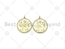 Load image into Gallery viewer, CZ Micro Pave Word Heart Moon on Round Coin Pendant/Charm, 18K Gold Filled Medallion Charm,Necklace Bracelet Pendant Charm,29x31mm,Sku#L608