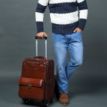Load image into Gallery viewer, Leather Carry-On Trolly Bag