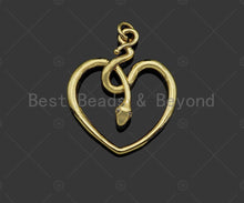 Load image into Gallery viewer, Snake Heart Shape Pendant/Charm,Cubic Zirconia Pave Snake Eye, Snake Heart Necklace Bracelet Charm Pendant,25x30mm, Sku#L469