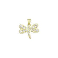 Load image into Gallery viewer, Clear CZ Gold Dragonfly Charm Pendant, Sku#LK1173