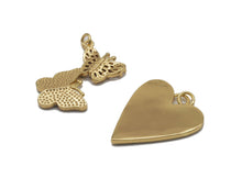 Load image into Gallery viewer, CZ Turquoise Heart Butterfly Charm, Sku#L657