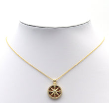 Load image into Gallery viewer, Gold CZ North Star Compass On Round Coin Gemstone Charm, Sku#LX121