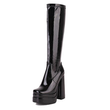 Load image into Gallery viewer, Women's Chunky Heel High-Top Boots – Square Toe Side Zipper Winter Boots