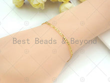 Load image into Gallery viewer, 19"/32"/7" Dainty Gold Figaro Necklace and Bracelet, Gold Layering Necklace Bracelet, Ready to wear w/Lobster Clasp, sku#LK104