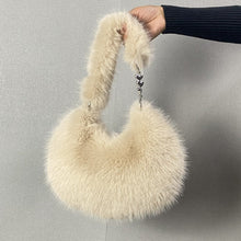 Load image into Gallery viewer, Plush Bucket Crossbody Bag – Adjustable Strap, Clasp Closure