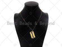 Load image into Gallery viewer, Razor Blade Shape Pendant,Dianty Gold/Silver Medallion Charm, Necklace Bracelet Charm Pendant, 19x37mm, Sku#L545