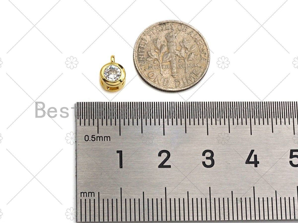 CZ Micro Pave Cute Round Shape Pendant, Round Charm, Big CZ Pave Pendant, Gold plated,6x8mm, Sku#LK103