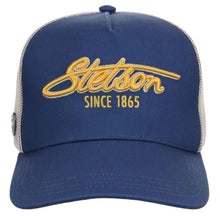 Load image into Gallery viewer, Stetson Yellow Embroidery (Blue) - Trucker Cap