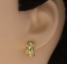 Load image into Gallery viewer, CZ Gold Silver Pave Huggie Stud Earrings, Sku#B214
