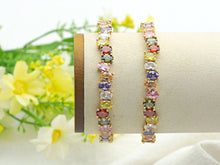 Load image into Gallery viewer, Colorful CZ Micro Pave Bangle Bracelet, Cubic Zirconia Gold Bracelet, Thin Cuff Bracelet, Stacking Cuff, 8x46x53mm,sku#X29