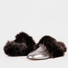 Load image into Gallery viewer, The Izmir Silver Leather Natural Fur Women Slipper