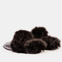 Load image into Gallery viewer, The Izmir Silver Leather Natural Fur Women Slipper