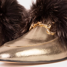 Load image into Gallery viewer, The Izmir Gold Leather Natural Fur Women Slipper