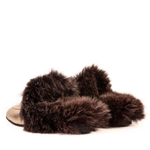 Load image into Gallery viewer, The Izmir Gold Leather Natural Fur Women Slipper