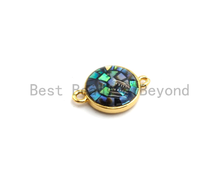 Load image into Gallery viewer, 100% Natural Abalone Round Connector with Gold/Silver Plated Edging, Abalone Connector for Earring Bracelets Necklace, 10x15mm,SKU#Z282