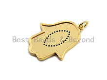 Load image into Gallery viewer, Enamel Colorful Evil eye On Hamsa Hand Pendant,CZ Micro Pave Oil Drop pendant,Enamel pendant,Enamel Jewelry,21x28mm,sku#F971