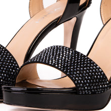 Load image into Gallery viewer, The Mars Platform Heel Black Leather Women's Sandal