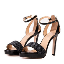 Load image into Gallery viewer, The Mars Platform Heel Black Leather Women's Sandal