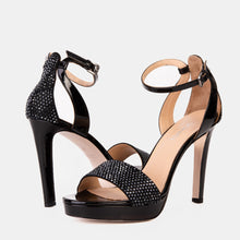 Load image into Gallery viewer, The Mars Platform Heel Black Leather Women's Sandal