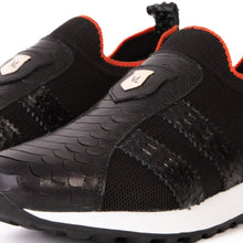 Load image into Gallery viewer, The Aslan Black Knitted &amp; Leather Men Sneaker