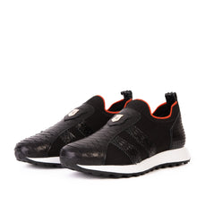 Load image into Gallery viewer, The Aslan Black Knitted &amp; Leather Men Sneaker