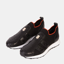 Load image into Gallery viewer, The Aslan Black Knitted &amp; Leather Men Sneaker