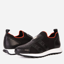 Load image into Gallery viewer, The Aslan Black Knitted &amp; Leather Men Sneaker