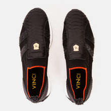 Load image into Gallery viewer, The Aslan Black Knitted &amp; Leather Men Sneaker