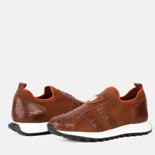 Load image into Gallery viewer, The Aslan Tan Knitted &amp; Leather Men Sneaker