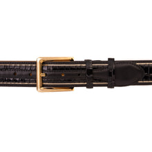Load image into Gallery viewer, The Bellagio Black &amp; Gold Leather Belt