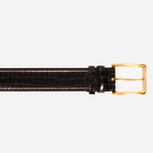 Load image into Gallery viewer, The Bellagio Black &amp; Gold Leather Belt