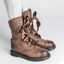 Load image into Gallery viewer, Women's British-Style Lace-Up Ankle Boots | Round Toe Flat Boots