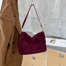 Load image into Gallery viewer, Fragrant Consort Women's Genuine Leather Crossbody Shoulder Bag – Velvet Patchwork Streetwear Handbag
