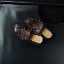 Load image into Gallery viewer, Full Grain Leather Studded Mules