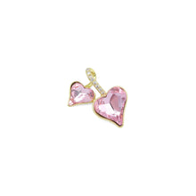 Load image into Gallery viewer, Double Pink Heart Gold Charm Pendant, Sku#LK1074