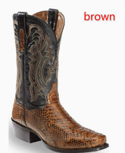 Load image into Gallery viewer, Men's Embroidered Patchwork Quilted Boots | Slip-On Pointed-Toe Low Heel Winter Boots
