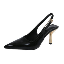 Load image into Gallery viewer, Women's Pointed-Toe Stiletto Sandals | Low Heel Slip-On Dress Shoes in Black, Nude &amp; Red
