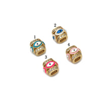 Load image into Gallery viewer, CZ Enamel Evil Eye On Tube Spacer Beads, Sku#LD276