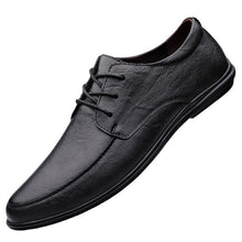 Load image into Gallery viewer, Men's Casual Leather Shoes – Lace-Up Round Toe Soft Sole Comfort Loafer | Black, Coffee, Tan