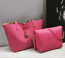 Load image into Gallery viewer, Women's PU Leather Ribbon Shoulder Bag Two-Piece Set | Tassel Crossbody Handbag