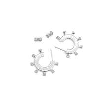 Load image into Gallery viewer, Gold Silver Spike Flower bud huggie Earrings, Sku#A250