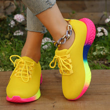 Load image into Gallery viewer, Women's Lace-Up Mesh Sneakers | Rainbow Sole Breathable Running Shoes
