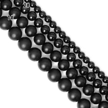 Load image into Gallery viewer, Quality Matte/Shiny Black Onyx Round Smooth Beads, sku#Q3