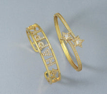 Load image into Gallery viewer, CZ Pave Star Happy Cuff Bangle Bracelet, sku#JL120