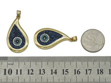 Load image into Gallery viewer, Gold Cobalt CZ Evil Eye On Teardrop Charm, Sku#LK680