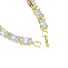 Load image into Gallery viewer, Big Rectangle CZ Gold Silver Bracelet, Sku#A188
