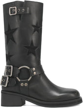 Load image into Gallery viewer, Women's Stitched Belt Buckle Ankle Boots – Chunky Low Heel, Round Toe, Slip-On