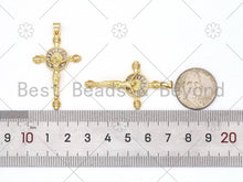 Load image into Gallery viewer, CZ Micro Pave Jesus On Cross Shape Pendant,18K Gold Filled Cross Charm, Necklace Bracelet Jesus Charm Pendant, 41x25mm,Sku#LK411