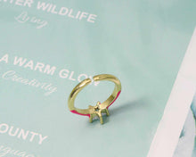 Load image into Gallery viewer, CZ Enamel Star Adjustable Ring, Sku#X296