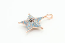 Load image into Gallery viewer, CZ Micro Pave 28x36mm Turquoise Star Pendant/Charm, Cubic Zirconia Pendant/Charm for Necklace Bracelet, Fashion Jewelry Findings, sku#F5